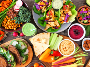 Vegan Catering food on table
